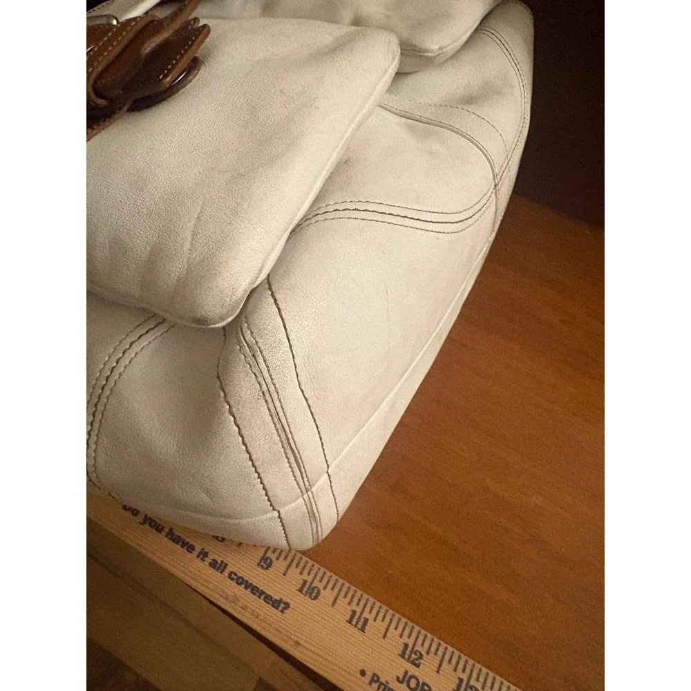 Coach Cargo Pocket Leather Tote Shoulder Bag Cream Cognac Y2K Hangtag